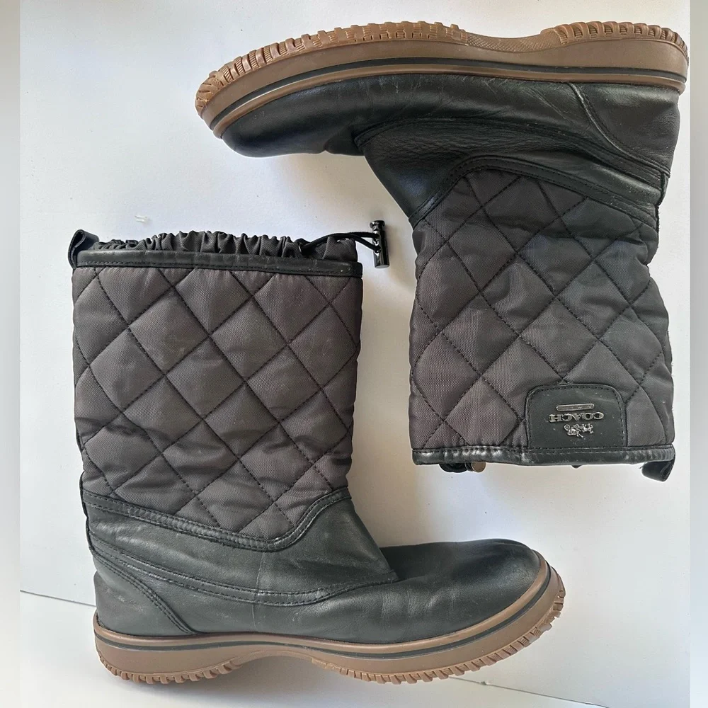 Coach Womens SAMARA Anline Black Quilted All Weather Winter SnowBoots Shoe 8B - Picture 2 of 7